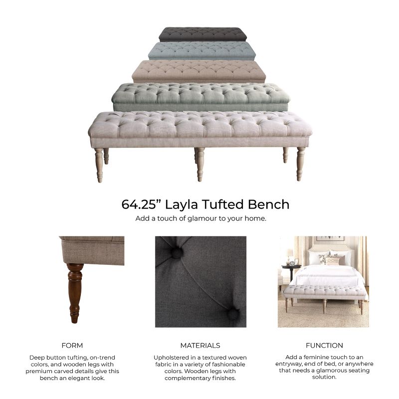 Classic Layla Tufted Bench - HomePop, 5 of 8