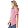Woman Within Women's Plus Size Petite Short-Sleeve Button Down Seersucker Shirt - 4 of 4