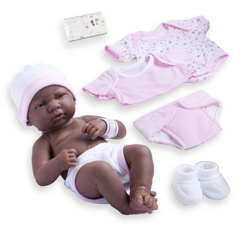 JC Toys La Newborn 14 Girl Baby Doll 9pc Set - Pink Romper