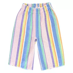 These RuffleButts Rainbow Lane Stripe Terry Knit Wide Leg Pants - Multi-Color, Size : 2T