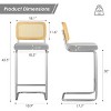FURNIinspire Dining Chairs Set Of 2 Dining Room Chairs, Upholstered Velvet Height Chair Armless Barstools with Rattan Back, Grey, 17.7"*18.9"*42.5" - 3 of 4