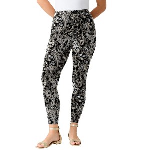 Roaman's Plus Size Ankle Length Essential Stretch Legging - 1 of 4