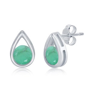 Simona Sterling Silver Birthstone Pear-shaped Studs - 1 of 2