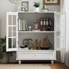 JUJABU Minimalist Wood Storage Cabinet with Glass Double Doors & Drawer for Dining Room, Living Room, Hallway or Entry - 3 of 4
