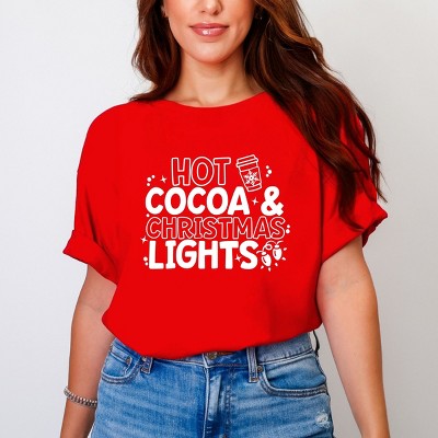 Simply Sage Market Hot Cocoa and Christmas Lights Garment Dyed Tee