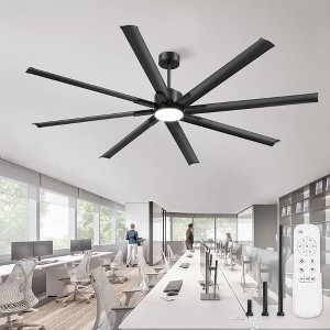 Arceso  84in Ceiling Fans with Light and Remote Control, Industrial Extra-Large Ceiling Fans with 6-Speed Reversible for Indoor Outdoor, Black - 1 of 4