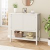 GustoWave Modern Console Table with Storage, White Entryway Cabinet with Wave Pattern Doors and Open Shelf, Wooden Buffet Sideboard Sofa Table - 3 of 4