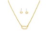 Slickblue Dainty Rope Chain Necklace & Pentagon Earring Set, Oval Charm Jewelry for Women, Gold/Silver - 3 of 3