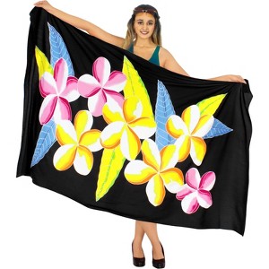 LA LEELA Women's Bikini Beach Wrap Swimwear Cover up Bathing suit Summer Wraps Swimsuit Sarong Skirts for Women One Size Black, Floral - 1 of 4