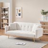 NicBex Modern Teddy Fleece Loveseat Sofa with Pillows & Adjustable Backrest,Solid Wood 2-Seater Sofa for Living Room,Bedroom - 2 of 4