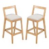 39.6" Set of 2 Indoor Barstools, Rubberwood Frame, Thick Upholstery, Trapezoidal Structure, Simple & Stylish-- Frevyn - 2 of 4