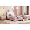 KTMBDW Cute Size Upholstered Bed with Unicorn Shape Headboard, Size Platform Bed with Headboard and Footboard, White & Pink - 3 of 4