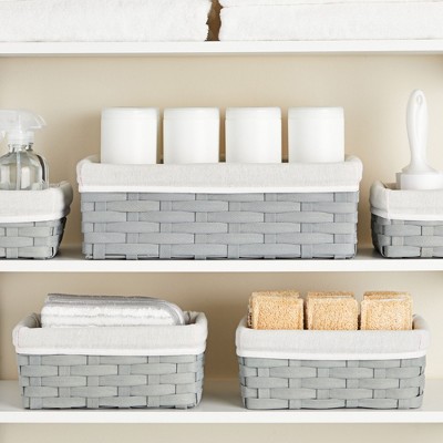 Gray Wicker Nesting Storage Baskets with Cloth Lining, Set of 5