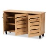 Gisela Wood 3 Door Cabinet Oak Brown/Black - Baxton Studio: Nautical Style, 6 Fixed Shelves, Wood Frame - 2 of 4