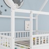 Vynxaria Full Size Wood House Floor Bed for Kids/Adults 20" High Fence, Premium Pine Wood, Roof Frame, Easy Assembly - 3 of 4