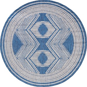 Nuloom Ranya Geometric Indoor/Outdoor Area Rug, Round 6' 7", Blue - 1 of 4