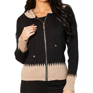 Women's Zip Hoodie Ribbed Cardigan - Angel Apparel - 1 of 4