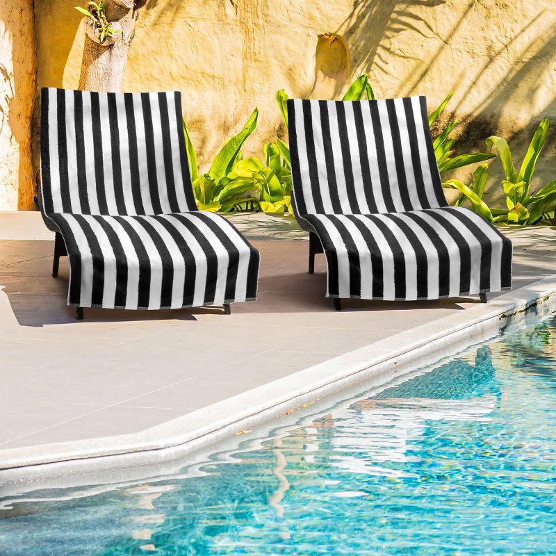 Arkwright California Cabana Chaise Lounge Cover - (Pack of 2) 100% Cotton Terry Towels, Pool Chair Covers for Outdoor Beach Furniture, 30 x 85 in, 5 of 8