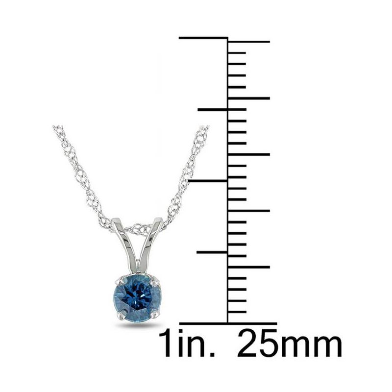 Pompeii3 3/4ct Blue Diamond Solitaire Pendant & Studs Set 10K White Gold & Chain, 3 of 5