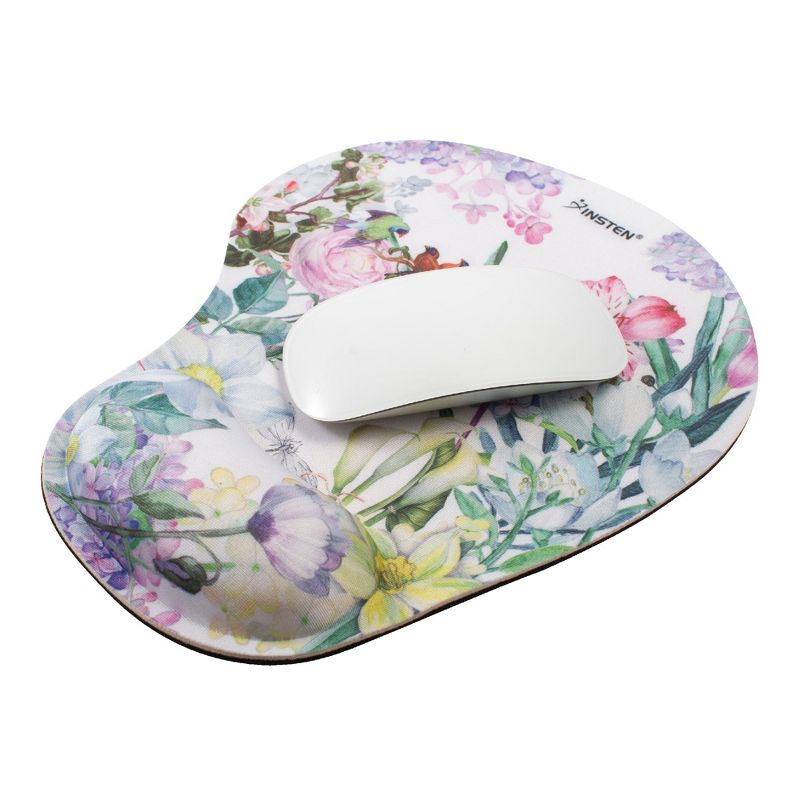 Insten Floral Mouse Pad with Wrist Support Rest, Ergonomic Support, Pain Relief Memory Foam, Non-Slip Rubber Base, Arc L, 3 of 10