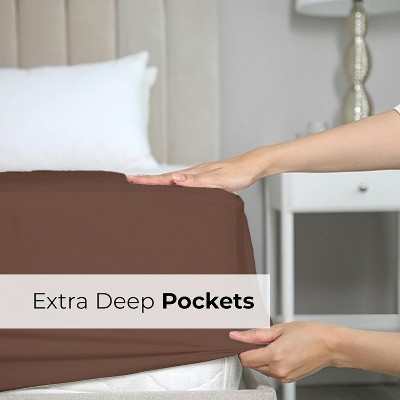 California King Brown Microfiber Deep Pocket Sheet Set