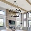 LOVMOR 18-Light Vintage Matte Black Retro Style Wagon Wheel Chandelier (Bulb not Included) - 3 of 4
