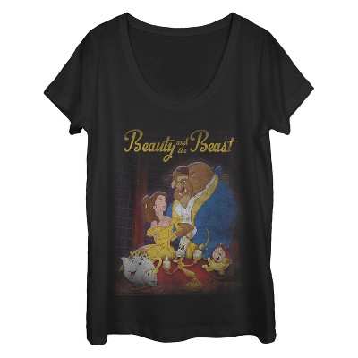 Women's Beauty and the Beast Vintage Poster Scoop Neck