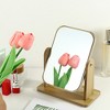 Unique Bargains Natural Wooden Rotating Makeup Mirror Beige 1 Pc - 2 of 4