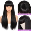 18"-38" Long Straight Wig With Bangs Blended Human Hair WigsWith Fringe Natural Black Jessie's Wig - 2 of 4