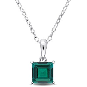 EVERLY JEWELRY | Sterling Silver Pendant with Gemstone and Created Gemstone – Multiple Stone Options - 1 of 4