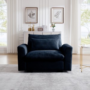 Cozy Corduroy Single Sofa: Deep Seat and Waist Pillow, Perfect for Any Room - 1 of 4