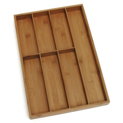 Lipper International Environmentally Friendly Bamboo Wood Flatware Organizer with 7 Compartments