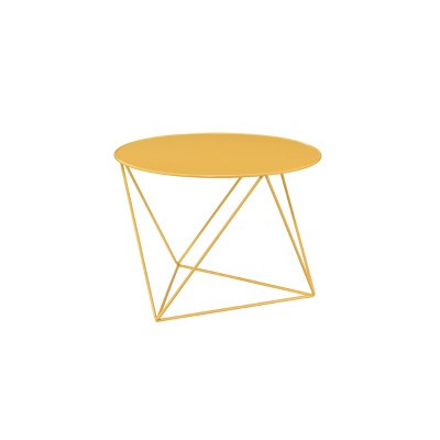 27" Yellow Metal Geometric Round Accent Table