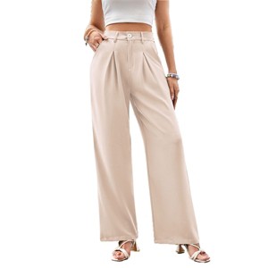 Women's High Waisted Wide Leg Dress Pants Stretchy Pull On Office Work Trousers Business Slacks - 1 of 4