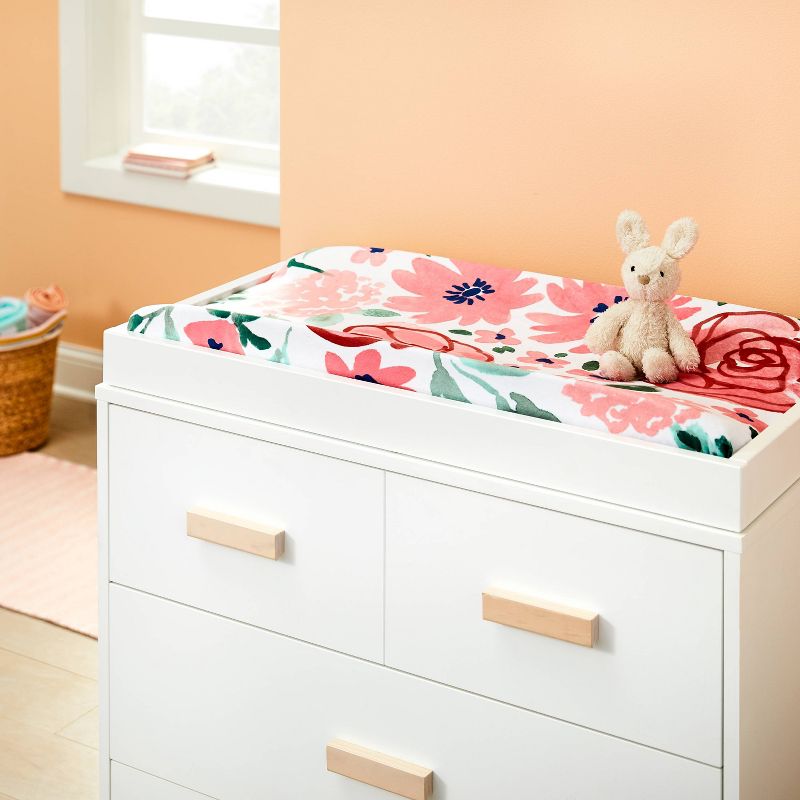 Plush Changing Pad Cover In Bloom - Pink Floral - Cloud Island&#8482;, 3 of 5