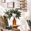 22" Cedar and Pinecones in Ribbed Amber Vase Artificial Arrangement - Hearth & Hand™ with Magnolia - 2 of 3