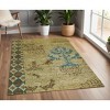 Tan Blue and Brown Floral Hand Knotted Area Rug - 2 of 4