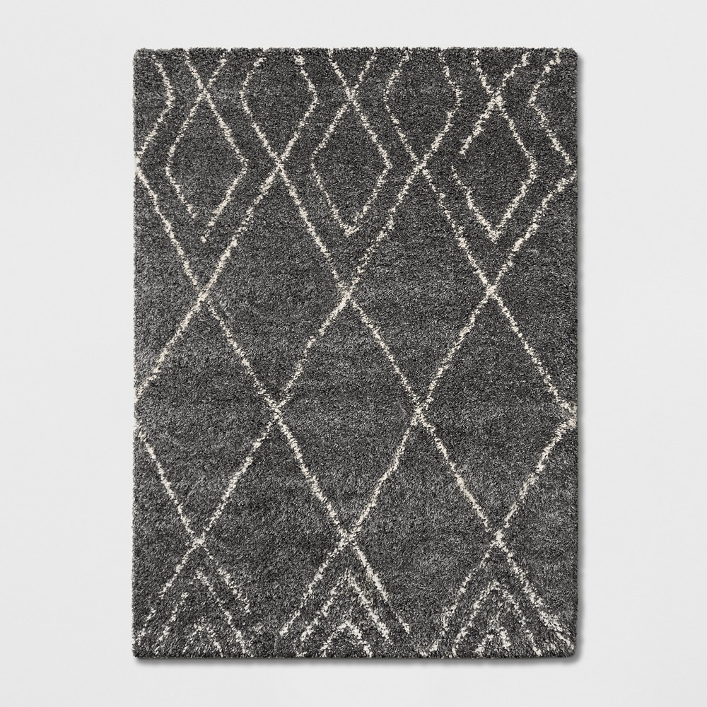 5'x7' Diamond Patterned Shag Woven Area Rug Gray - Project 62™