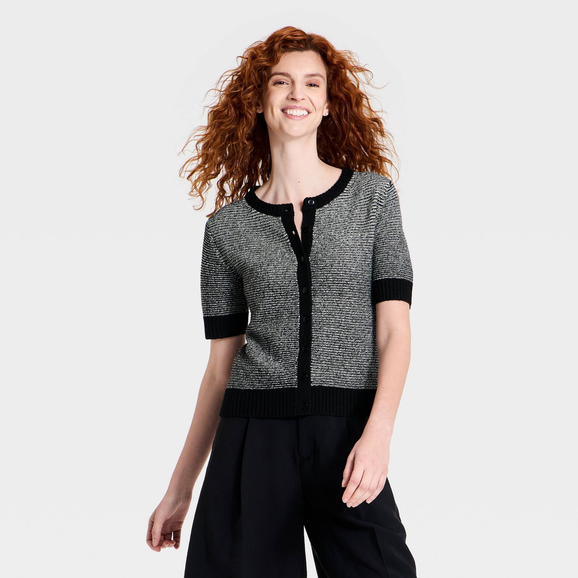 Women's Short Sleeve Button-Front Cardigan Sweater - A New Day™