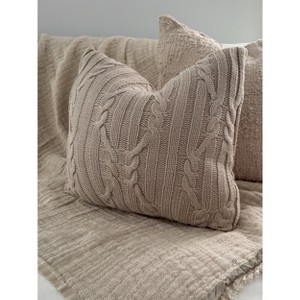 Aspen Sweater Cable Knit Pillow - 1 of 3