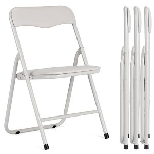 Metal Folding Chairs and Table, Leather Padded Folding Chairs with Comfortable Cushion and Durable Steel Frame for Eating, Reading, Playing - 1 of 4