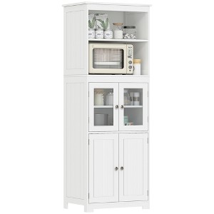 63" Small Buffet with Hutch, 4-Door Kitchen Pantry, Freestanding Storage Cabinet with Adjustable Shelf for Dining Room, Living Room - 1 of 4