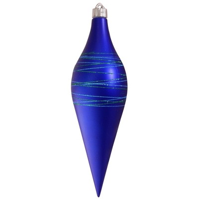 Christmas by Krebs Regal Blue Long Drop with Serenity Tangle Band Shatterproof Glitter Christmas Ornament 12.5" (320mm)