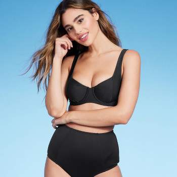 Women's Full Coverage High Waist Bikini Bottom - Kona Sol™ Black