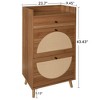 KTMBDW 2 Flip Drawers Shoe Storage Cabinet with 1 Drawer,Rattan Shoe Organizer with Wood Legs,Freestanding Narrow Shoe Rack Cabinet for Entryway - 4 of 4