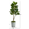 Nearly Natural 4-ft Fiddle Leaf Fig Artificial Tree in Metal Planter - 2 of 3