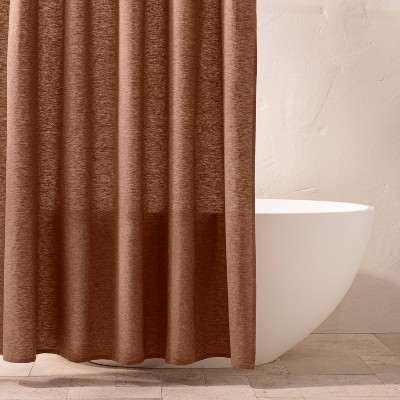 Tan linen deals shower curtain