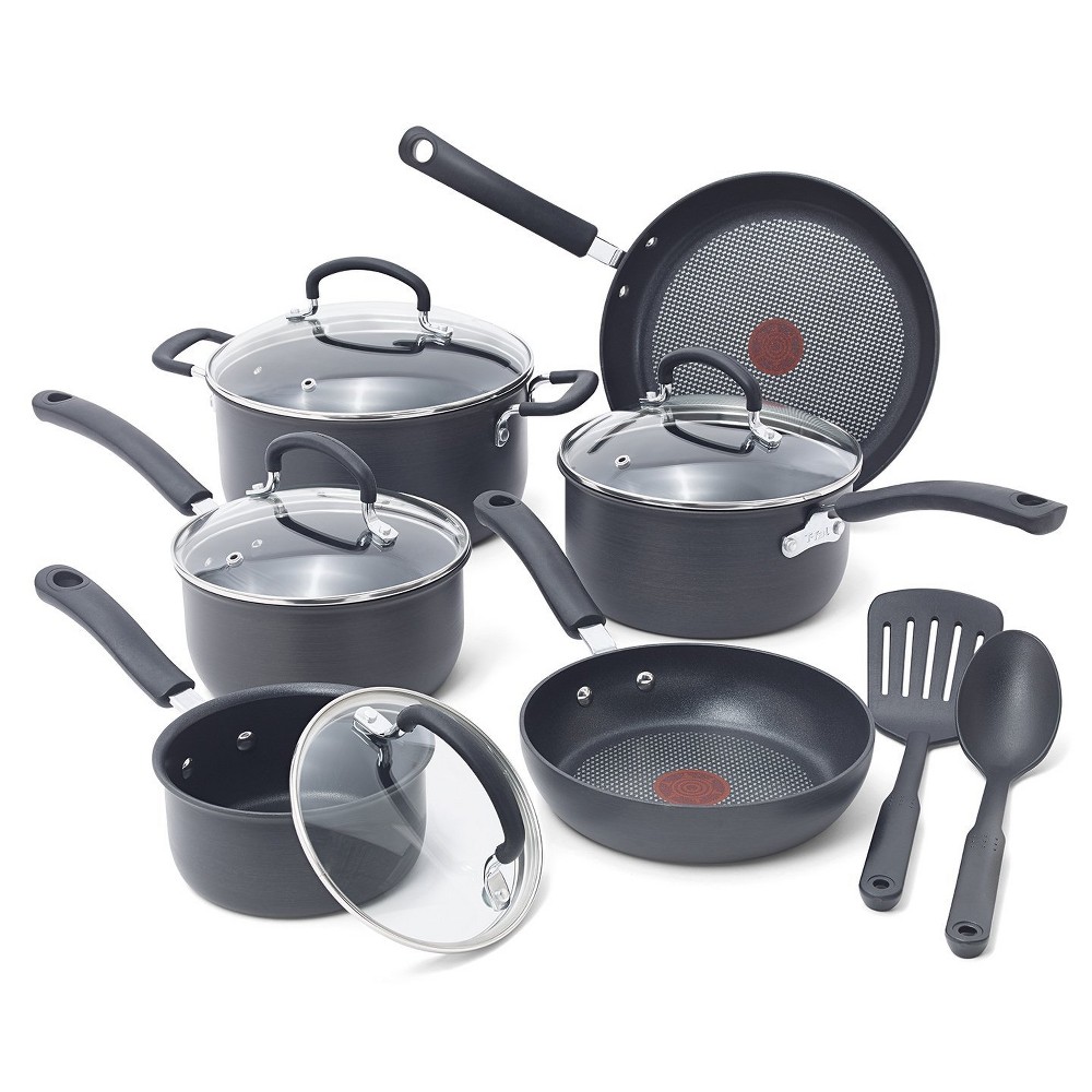 T-fal 12pc Ultimate Hard Anodized Titanium Nonstick Cookware Set Gray