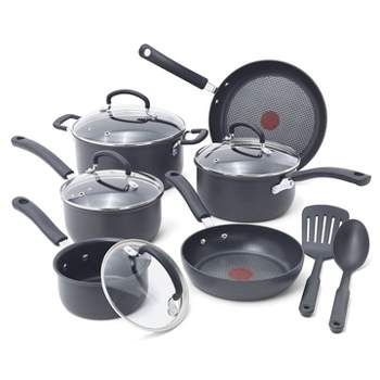T-FAL T-fal Fresh Gourmet Ceramic 12-Piece Recycled Ceramic Non-Stick pots  and pans Cookware Set, Grey C588SC64