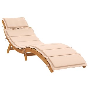 vidaXL Sun Lounger with Cushion Beige Solid Wood Acacia - 1 of 4